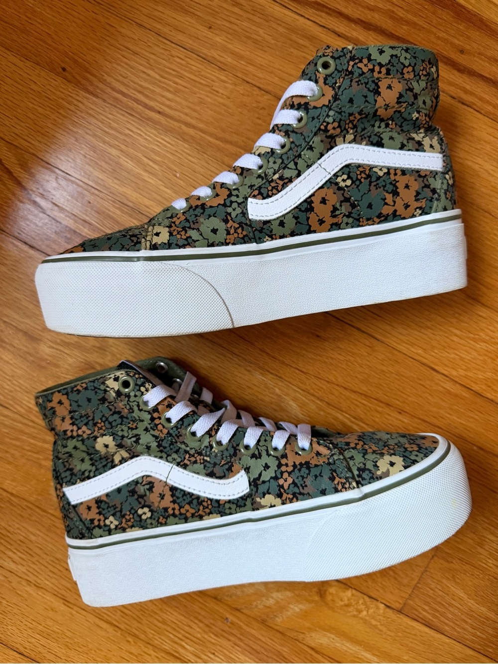 Vans Sk8-Hi Tapered Stackform Camo Floral Loden Green Platform Mens 6 Womens 7.5 - Picture 5 of 12